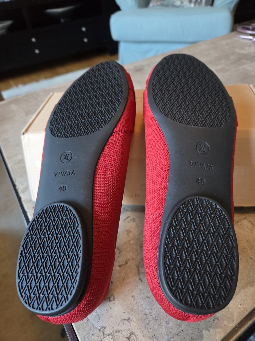 Knit Bow Pointed Ballet Flats in Red - Womens - Picture 6 of 6